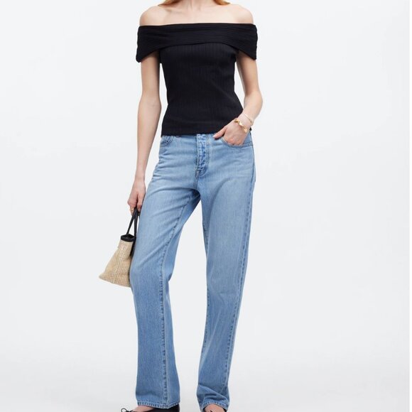 Madewell Ribbed Off the Shoulder Top, NWT, Black, M - Picture 3 of 6
